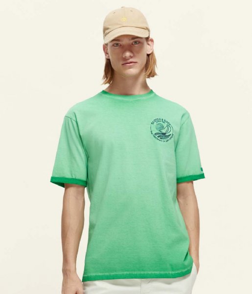 Scotch and Soda  Cold Dye Tee With Chest Artwork Amazon Green (5612)
