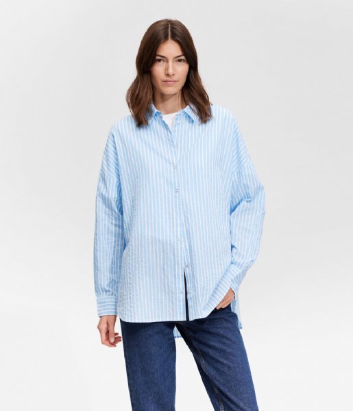 Selected Femme  Emma-Sanni Long Sleeve Striped Shirt Cashmere Blue (#A5B8D0)