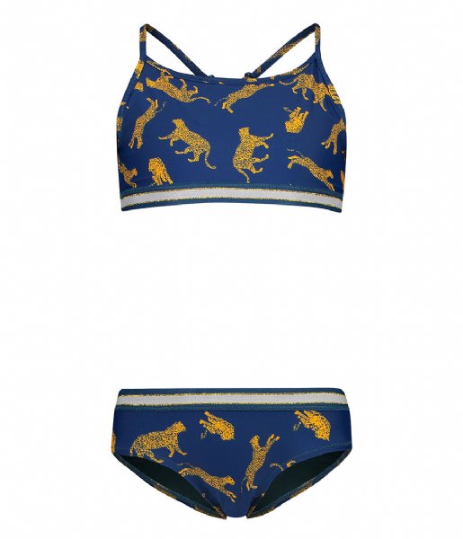 Shiwi  Girls Crop Top Bikini Leopard teal blue