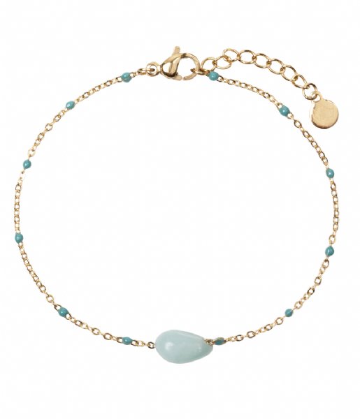 The Little Green Bag  Amazonite Gem Bracelet X My Jewellery gold colored