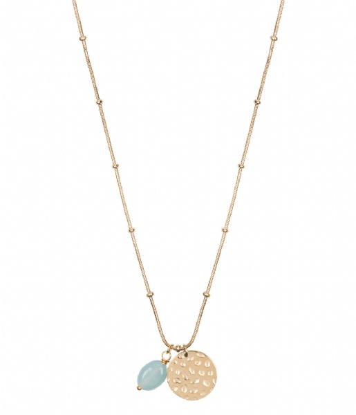 The Little Green Bag  Coin With Amazonite Gem Necklace X My Jewellery gold colored