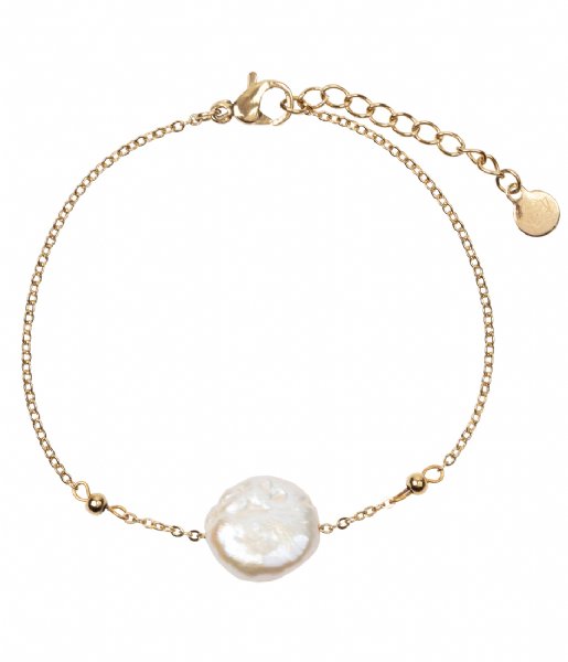 The Little Green Bag  Flat Freshwater Pearl Bracelet X My Jewellery gold colored