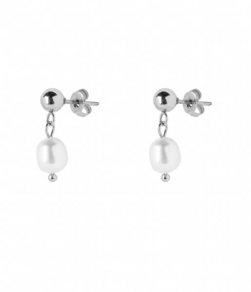 The Little Green Bag  Freshwater Pearl Studs X My Jewellery silver colored