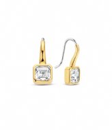 TI SENTO - Milano 925 Sterling Silver Earrings 7966ZY Zirconia white yellow gold plated