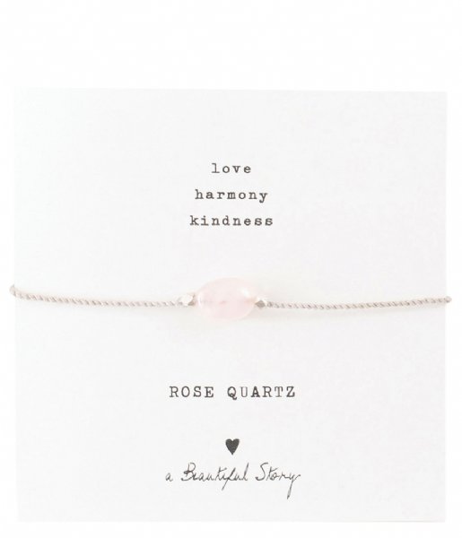 A Beautiful Story  Gemstone Card Rose Quartz Silver Plated Bracelet silver plated (BL22274)