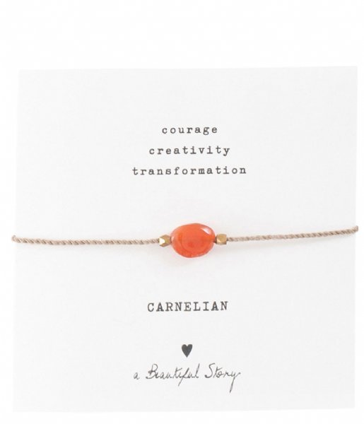 A Beautiful Story  Gemstone Card Carnelian Gold Plated Bracelet gold plated (BL23474)