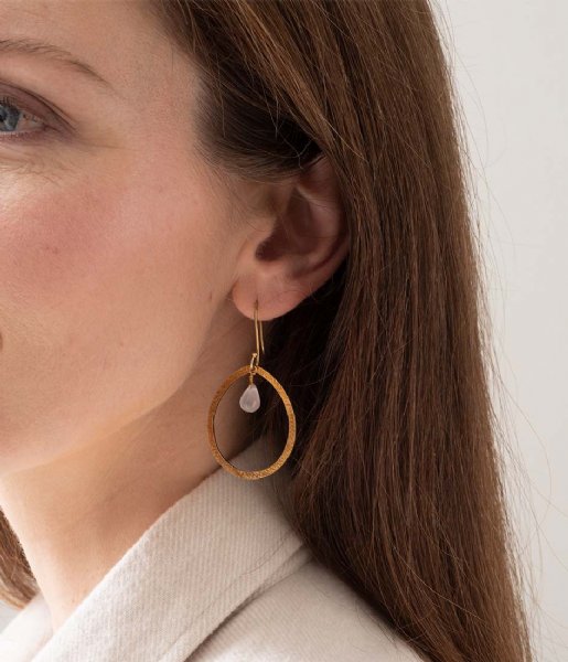 A Beautiful Story  Powerful Rose Quartz Earrings Gold