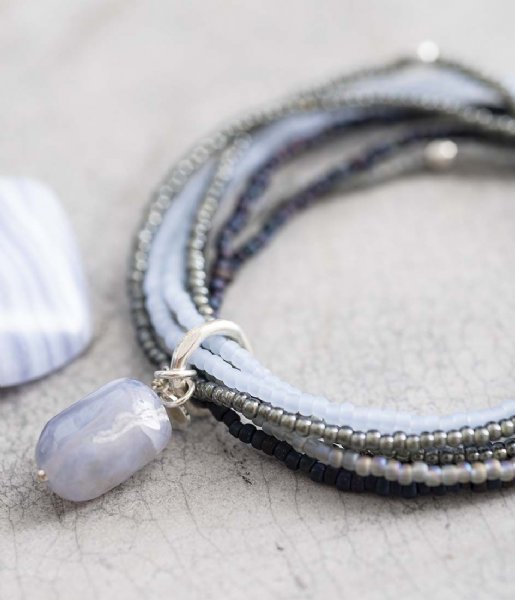 A Beautiful Story  Nirmala Blue Lace Agate Silver Colored Bracelet blue silver colored (BL22553)