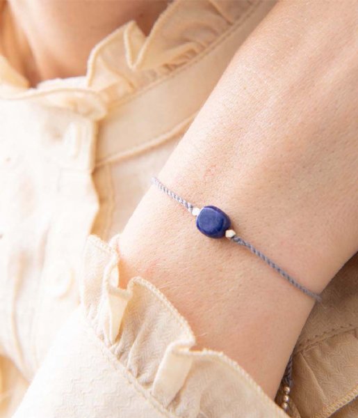 A Beautiful Story  Gemstone Card Lapis Lazuli Silver Plated Bracelet silver plated (BL23574)