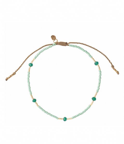 A Beautiful Story  Summery Aventurine Anklet Gold