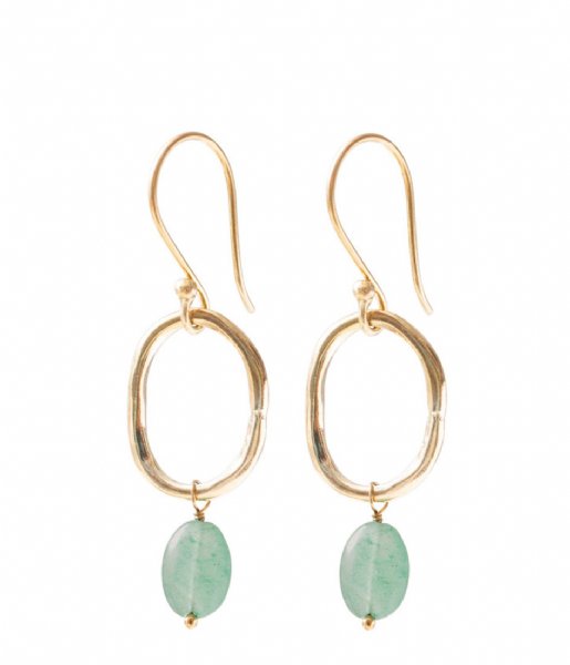 A Beautiful Story  Graceful Aventurine Gold Plated Earrings gold plated (AW25334)