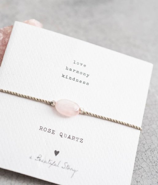 A Beautiful Story  Gemstone Card Rose Quartz Silver Plated Bracelet silver plated (BL22274)