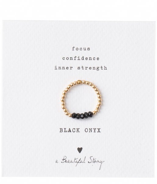 A Beautiful Story  Beauty Black Onyx Gold Ring S/M black gold (BL22475)