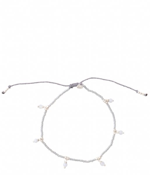 A Beautiful Story  Dreamy Blue Lace Agate Silver Anklet zilver