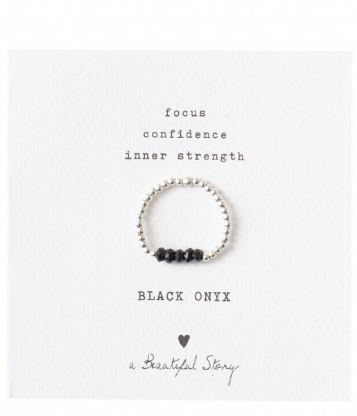 A Beautiful Story  Beauty Black Onyx Silver Plated Ring S/M silver plated (BL22875)