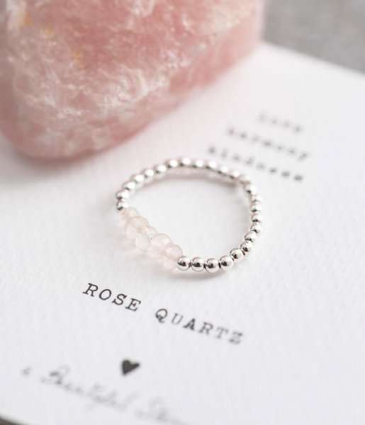 A Beautiful Story  Beauty Rose Quartz Silver Ring M/L zilver (BL24136)
