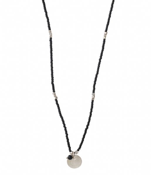 A Beautiful Story  Truly Black Onyx Moon Silver Necklace zilver (BL24970)