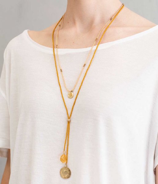 A Beautiful Story  Truly Citrine Shell Gold Necklace goud (BL25108)