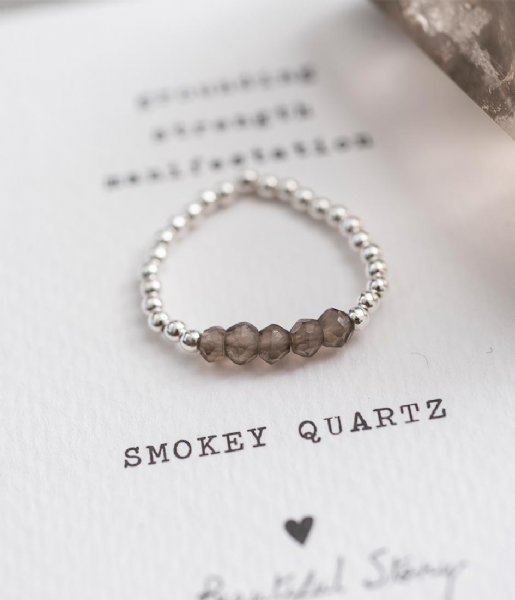 A Beautiful Story  Beauty Smokey Quartz Silver Ring M/L zilver (BL25236)