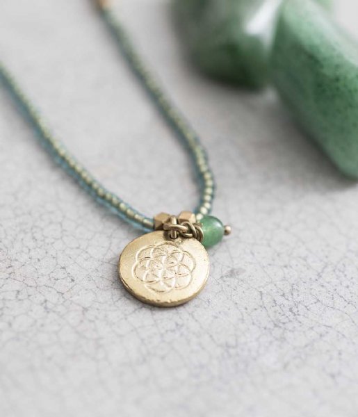 A Beautiful Story  Truly Aventurine Flower of Life Gold Necklace goud (BL25308)