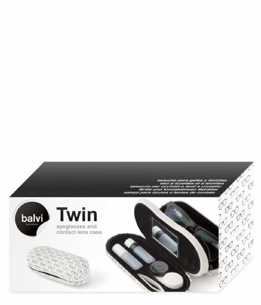 Balvi  Eye Glasses and Contact Lens Case Twin White