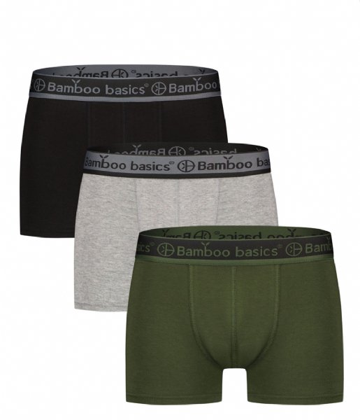 Bamboo Basics  Liam 3-Pack Boxershorts Black Army Grey (004)