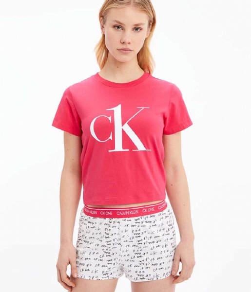 Calvin Klein  Short Set Pink Spdr Top Bag Marker Logo White (6O8)