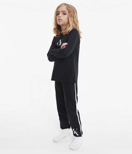 Calvin Klein  Boys Knit Pj Set Long Sleeve And Cuffed Pant Black W Black (0SA)