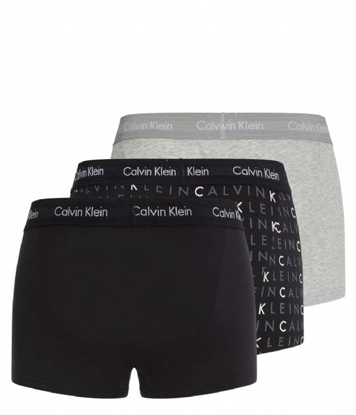 Calvin Klein  3P Low Rise Trunk 3-Pack Black grey heather subdued logo (YKS)