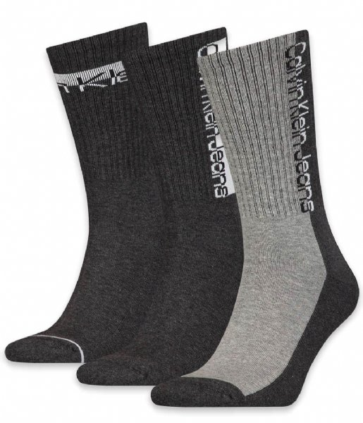 Calvin Klein  Men Sock Athleisure 3-Pack Dark Grey Melange (003)