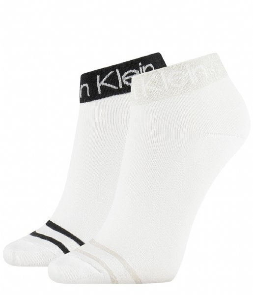 Calvin Klein  2P Short Sock Legwear Logo Zoey White (002)