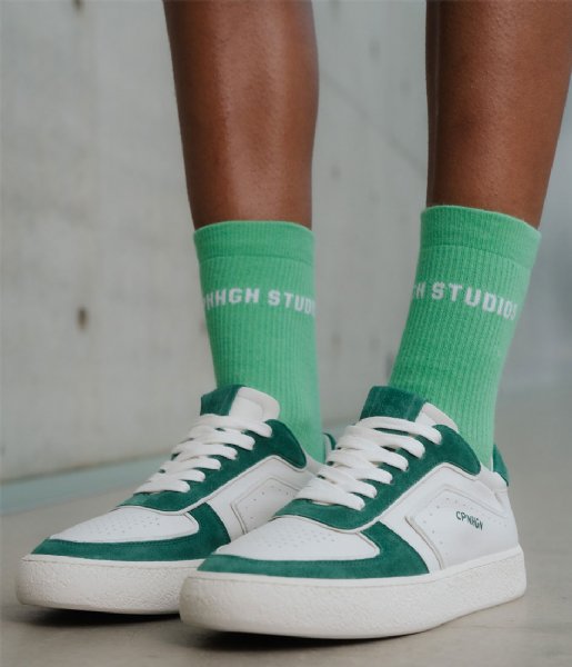 Elastisk Elastisk Diskret COPENHAGEN STUDIOS Sneakers CPH264 Leather Mix White Green | The Little  Green Bag