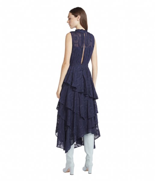 Ted Baker  Floryah Embroidered Midi Dress With Tiered Skirt Dark Navy