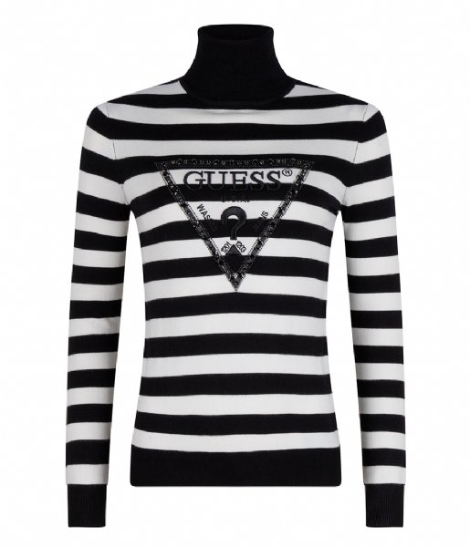 Guess  Noemi Tn Long Sleeve Sweater White And Black Stripe (S052)