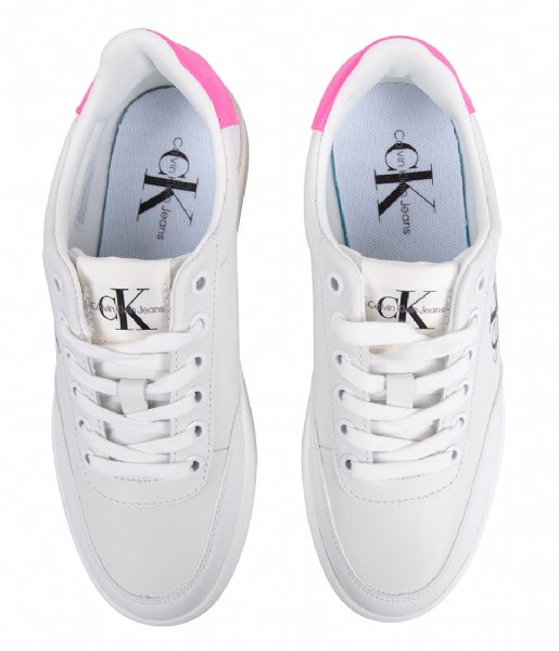 Calvin Klein  Classic Cupsole Laceup Low Lth White Neon Pink (0LA)