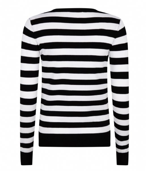 Guess  Lea Rn Long Sleeve Sweater White And Black Stripe (S052)