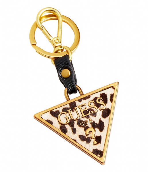 Guess  Leather Triangle Keyring White Multi