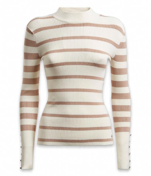 Guess  Long sleeve Brea Button Cuff Rib Sweater Cream White/Light Ru