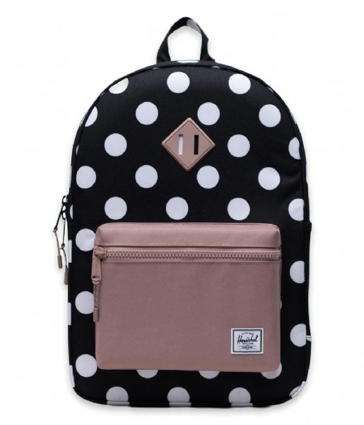 Herschel Supply Co.  Heritage Youth X-Large 13 inch Polka Dot Black and White/Ash Rose (04505)
