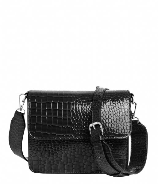 Crossbody Shiny Strap Bag Black (009) | The Little Green Bag