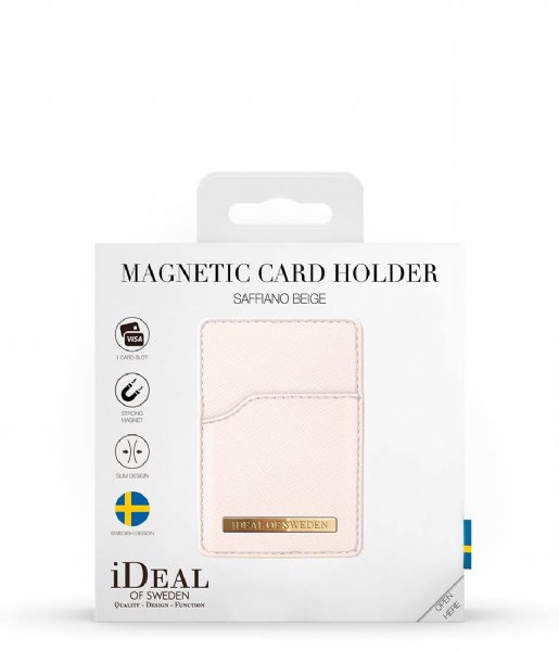 iDeal of Sweden  Magnetic Card Holder Universal Saffiano Beige (IDMCH-128)