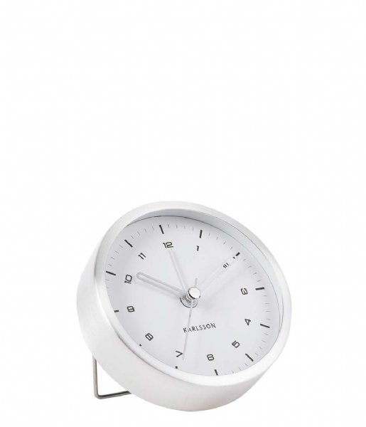 Karlsson  Alarm clock Tinge white dial Design Armando Breeveld brushed steel white dial (KA5844SI)