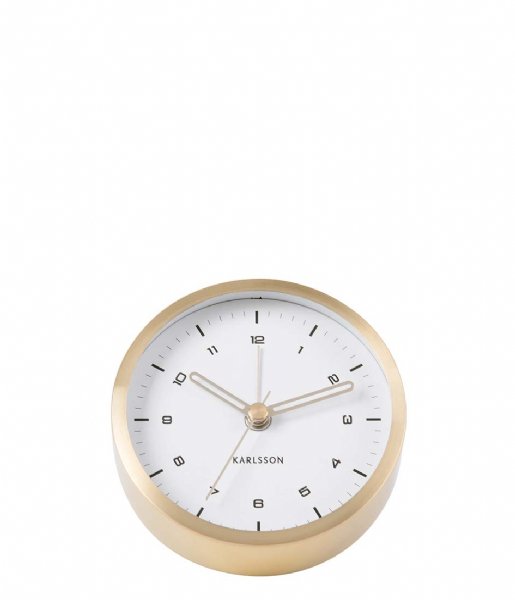 Karlsson  Alarm clock Tinge white dial Design Armando Breeveld steel brushed gold colored white dial (KA5844GD)