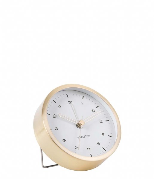 Karlsson  Alarm clock Tinge white dial Design Armando Breeveld steel brushed gold colored white dial (KA5844GD)