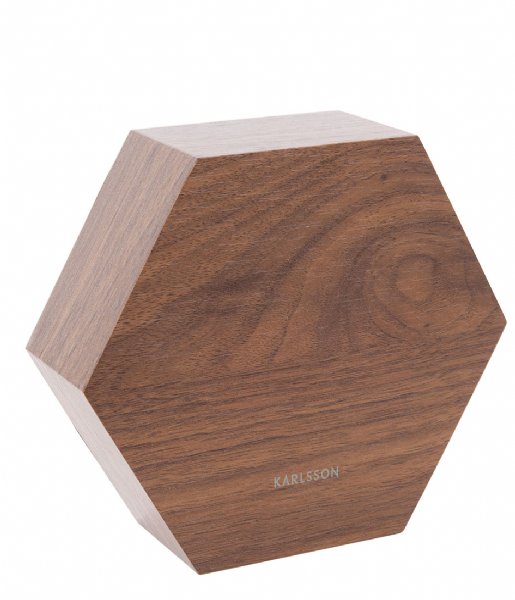 Karlsson  Alarm clock Hexagon veneer white LED Dark wood (KA5651DW)