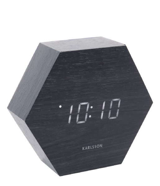 Karlsson  Alarm clock Hexagon veneer white LED Black (KA5651BK)