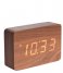 Karlsson  Alarm clock Square veneer white LED Dark wood(KA5653DW)