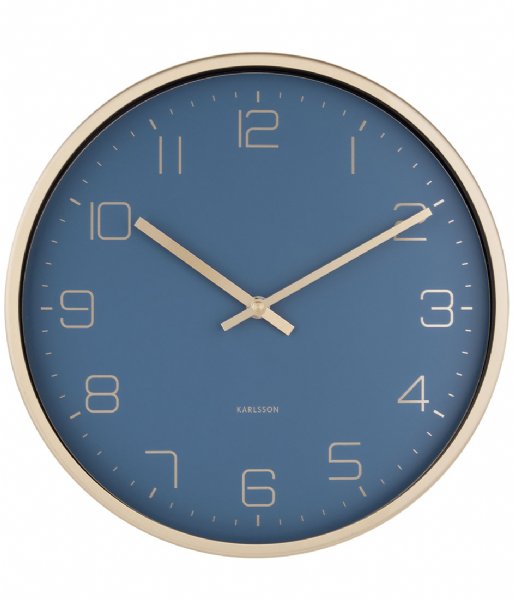 Karlsson  Wall clock Gold, D. 30cm, H. 4cm Elegance blue (KA5720BL)