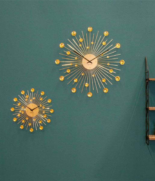 Karlsson  Wall clock Sunburst crystal large Gold colored (KA4859GD)