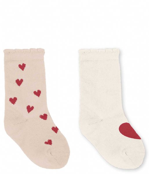Konges Slojd  2-Pack Jacquard Socks Mon Amour Red Heart